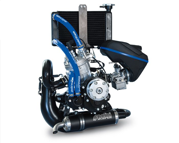 mechanical engine with blue tube around it